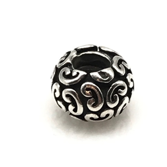 Pandora Sterling Silver Retired Feeling Groovy Unique Pattern Design Bead Charm - Picture 2 of 5